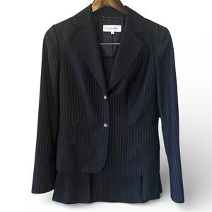 Calvin Klein Navy Pinstripe Women's Blazer and Skirt Suit Set